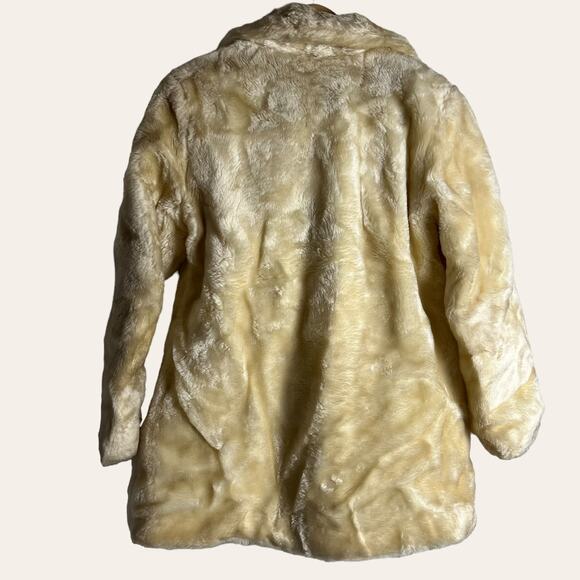 Vintage White Stag Cream Faux Fur Double Breasted Pea Coat Size 10 - Picture 2 of 9